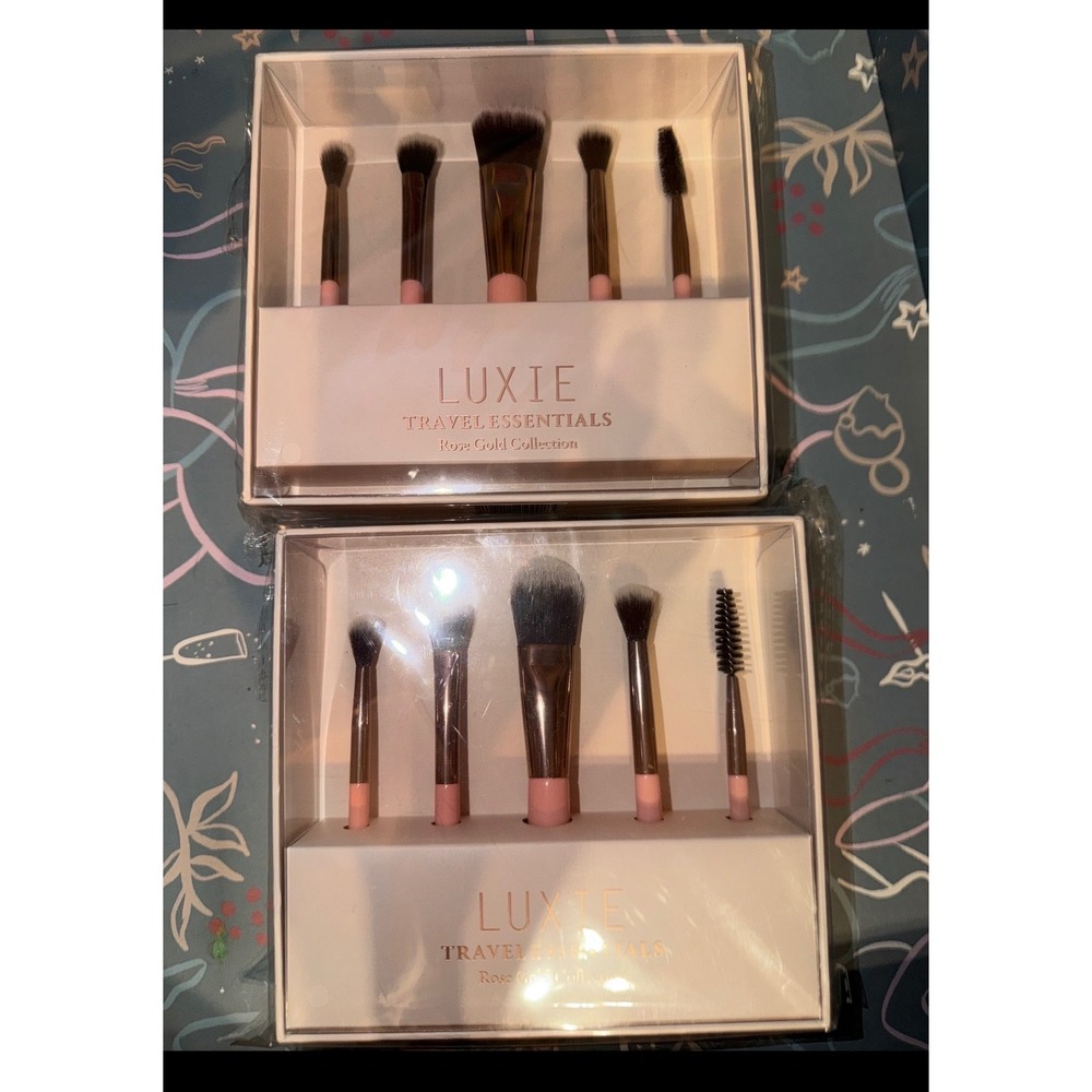 LUXIE TRAVEL ESSENTIALS Rose Gold Collection Premium Synthetic Makeup‎ Brush Set